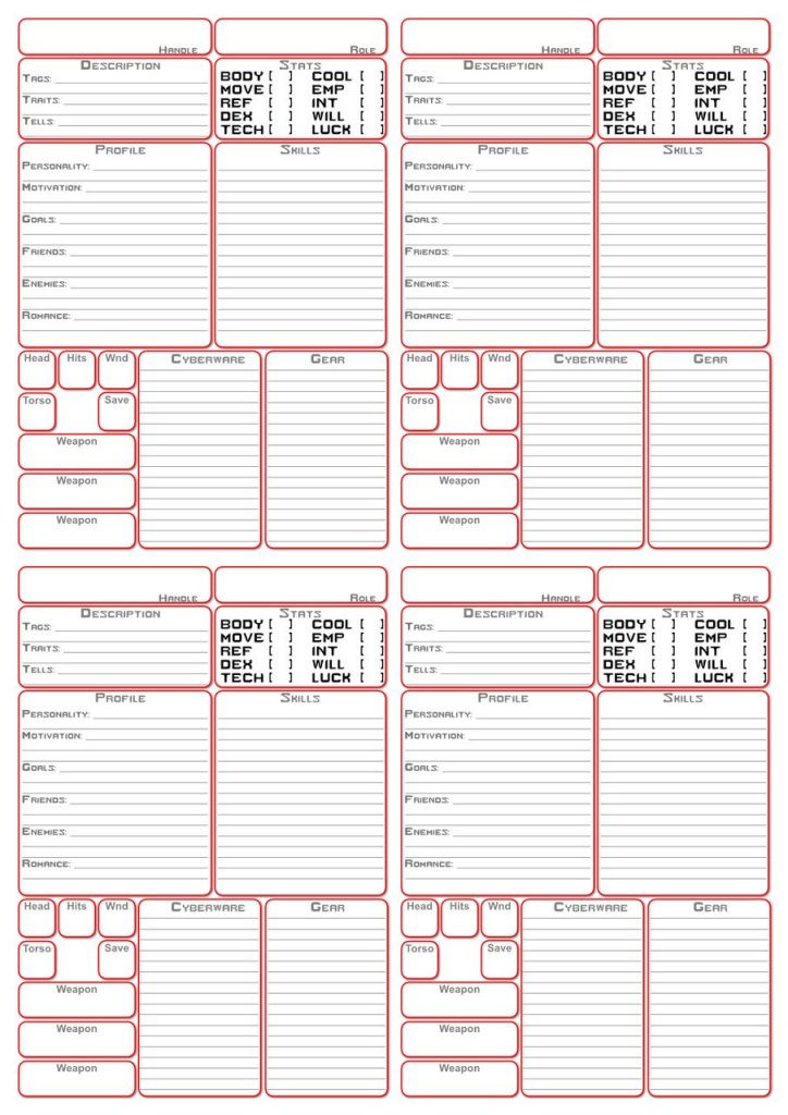 Cyberpunk RED - Net - Sheet - NPC sheet by Le-Rossignol