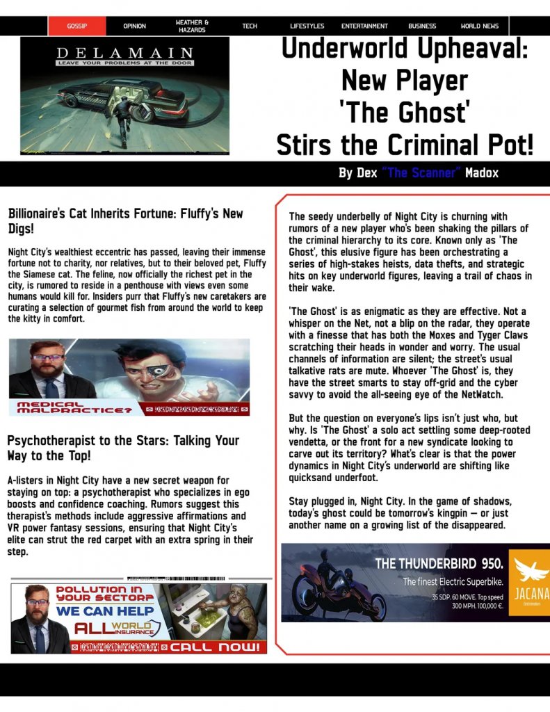 Cyberpunk RED - Net - Flavor - Screamsheet (Ghost) by Z35TY