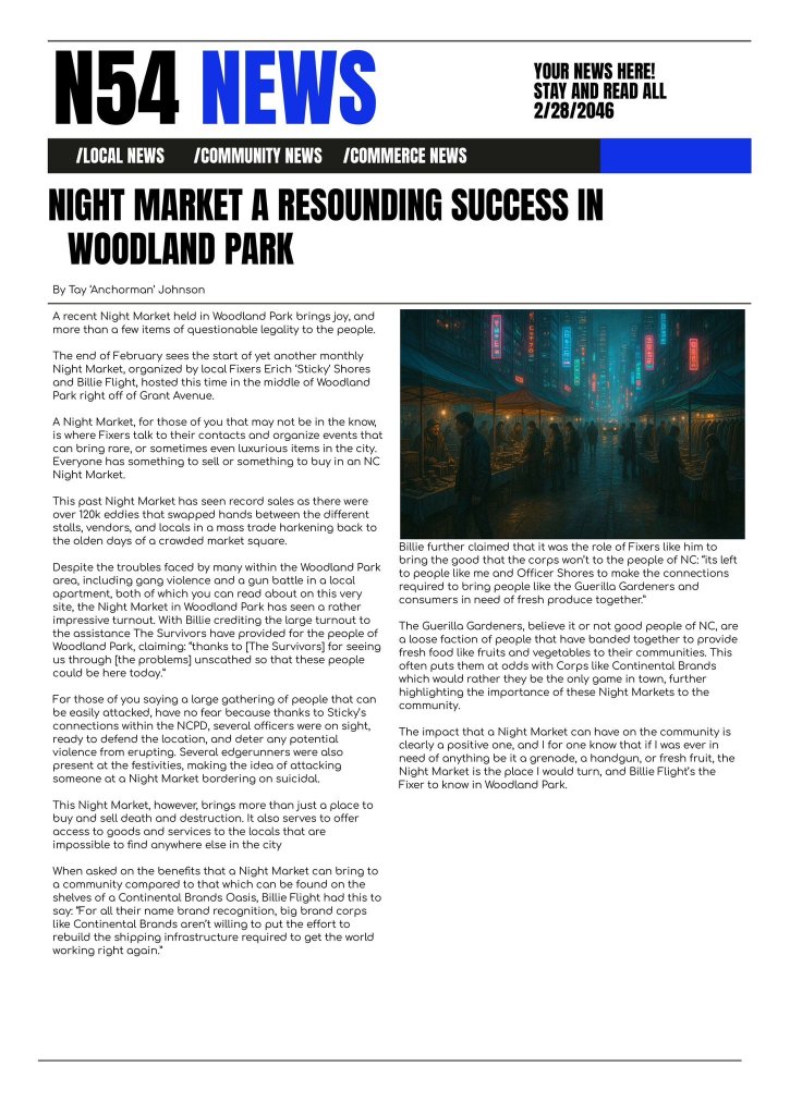 Cyberpunk RED - Net - Flavor - Screamsheet N54 5 by TeenyVerseRick