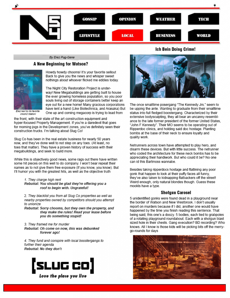 Cyberpunk RED - Net - Flavor - Screamsheet N54 (Dead Kennedys) by Cubanpete