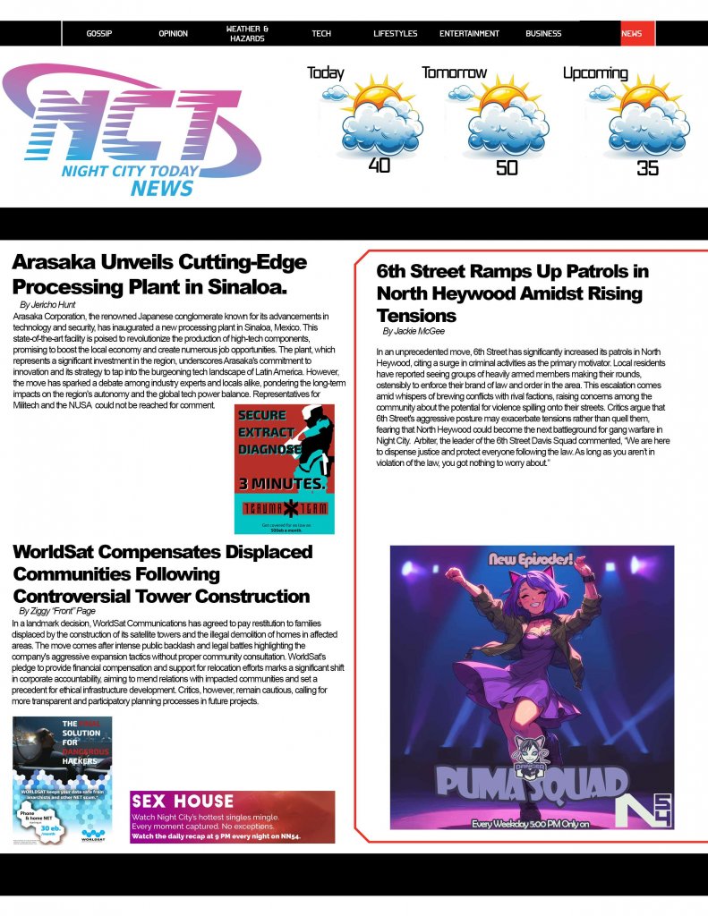 Cyberpunk RED - Net - Flavor - Screamsheet NCT 2 by BaronVF