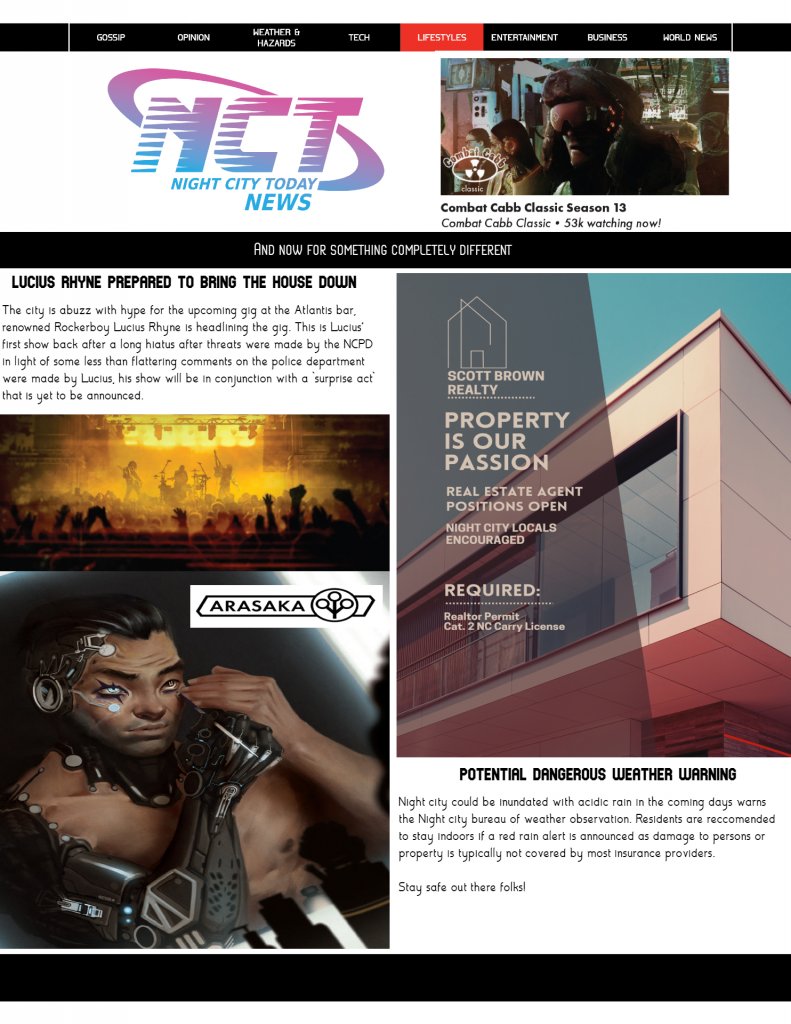 Cyberpunk RED - Net - Flavor - Screamsheet NCT (Concert Weather) by lawrence4932