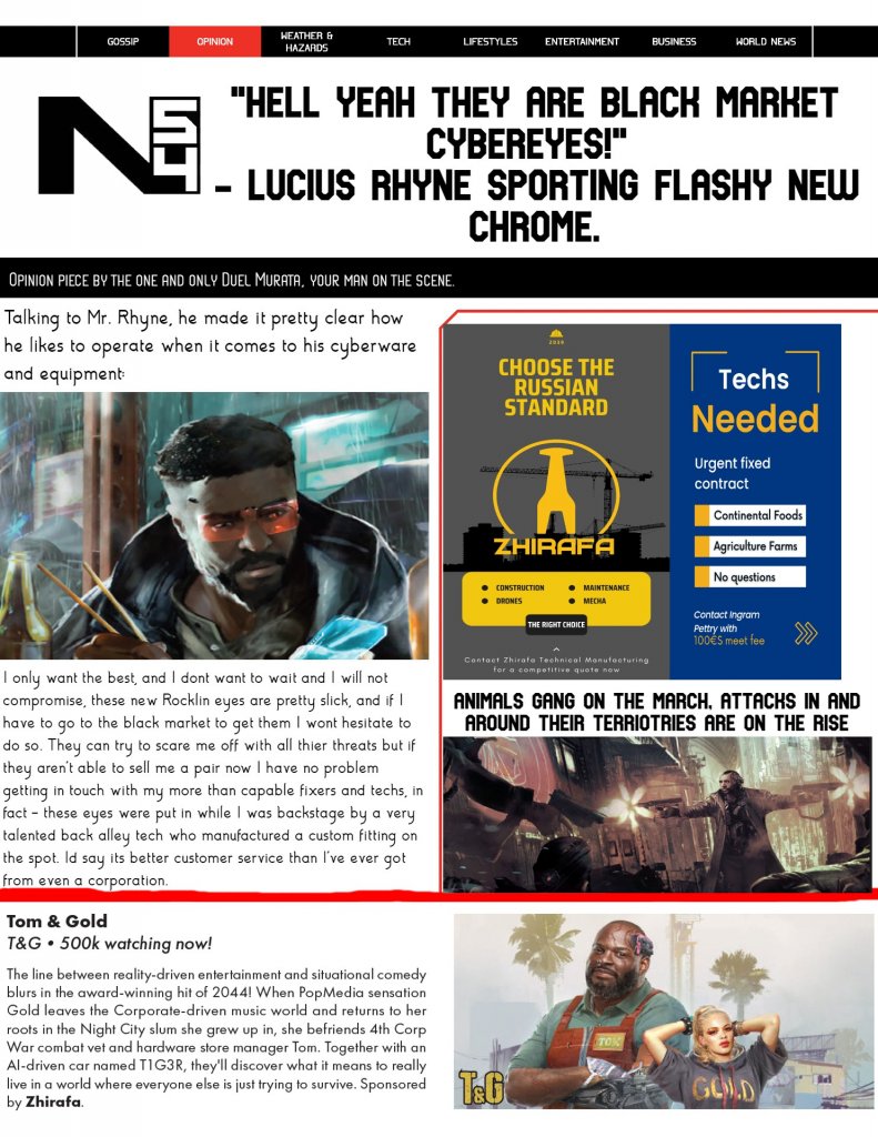 Cyberpunk RED - Net - Flavor - Screamsheet NCT (Rhyne) by lawrence4932