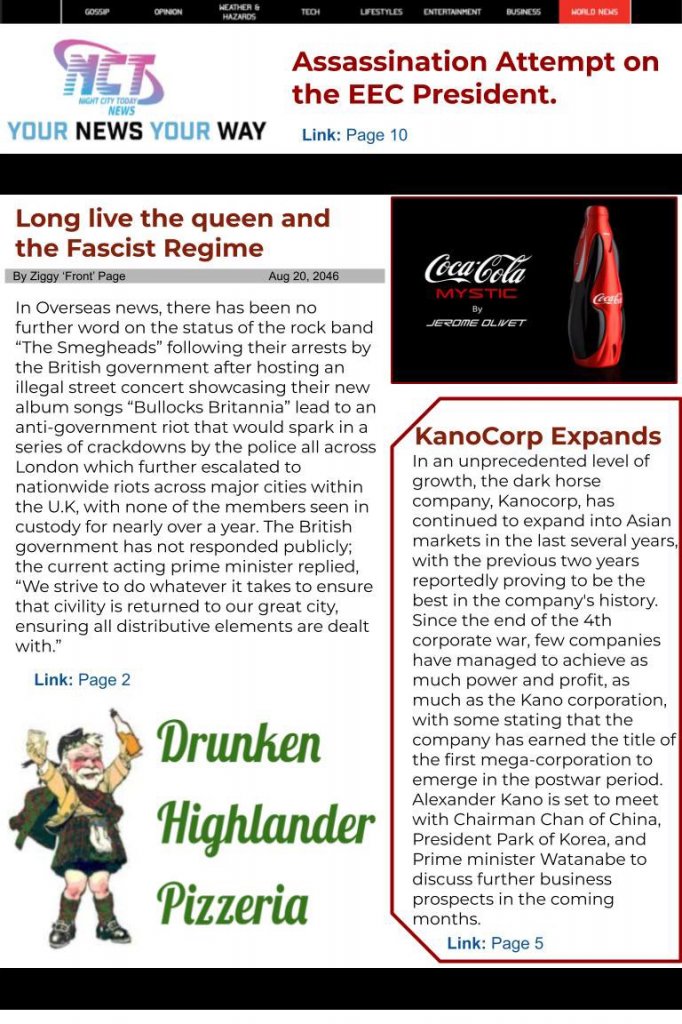 Cyberpunk RED - Net - Flavor - Screamsheet NCT by Unknown