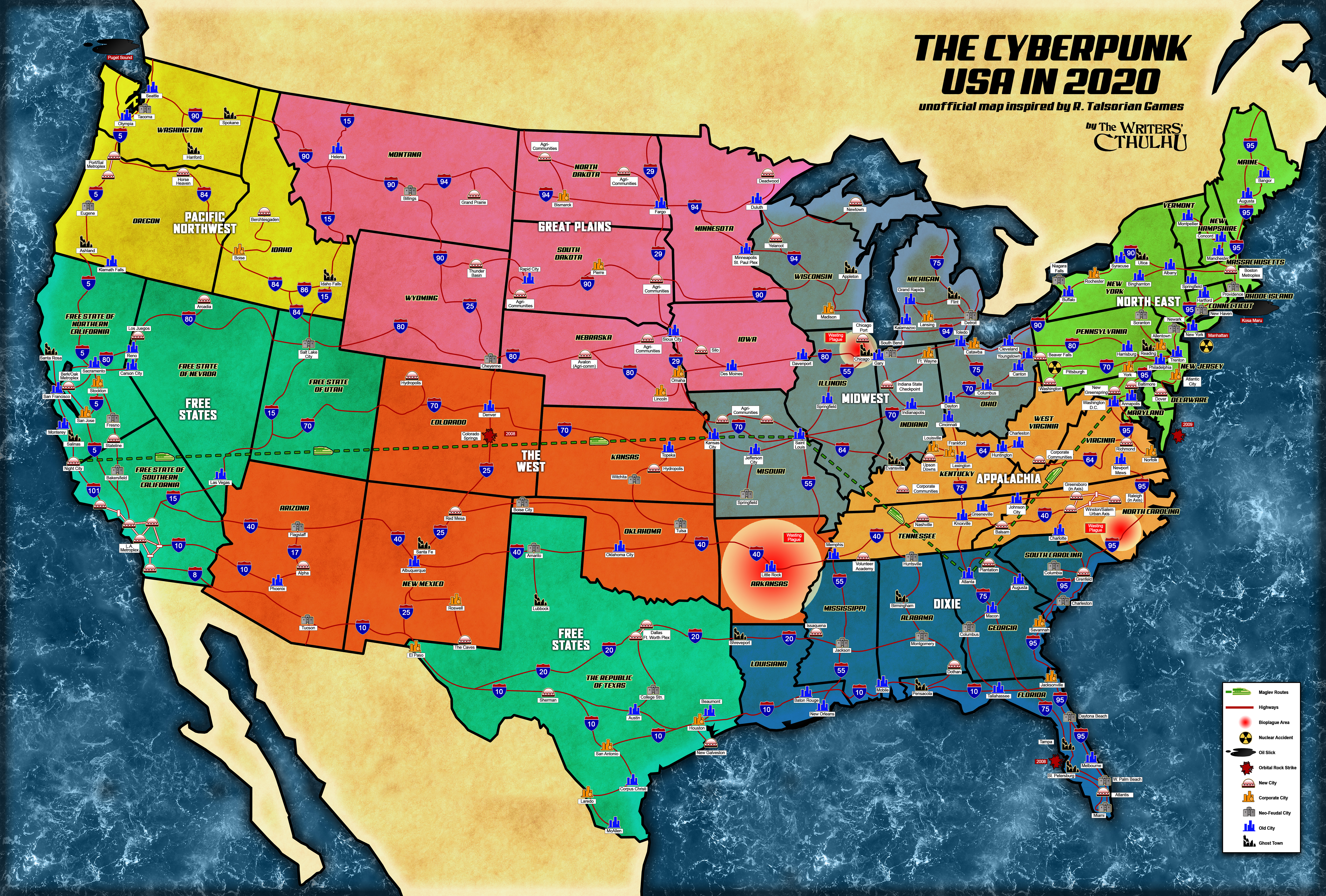Cyberpunk 2020 - Net - Map - AMERICA-2020-COLOR-V2 by WritersCthulhu