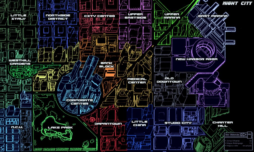 Cyberpunk 2020 - Net - Places - Night City Map (colorized) by anthony moreci