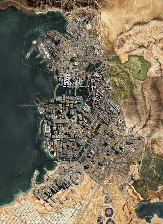 Cyberpunk 2077 - Map - Night City 2077 Sat Map