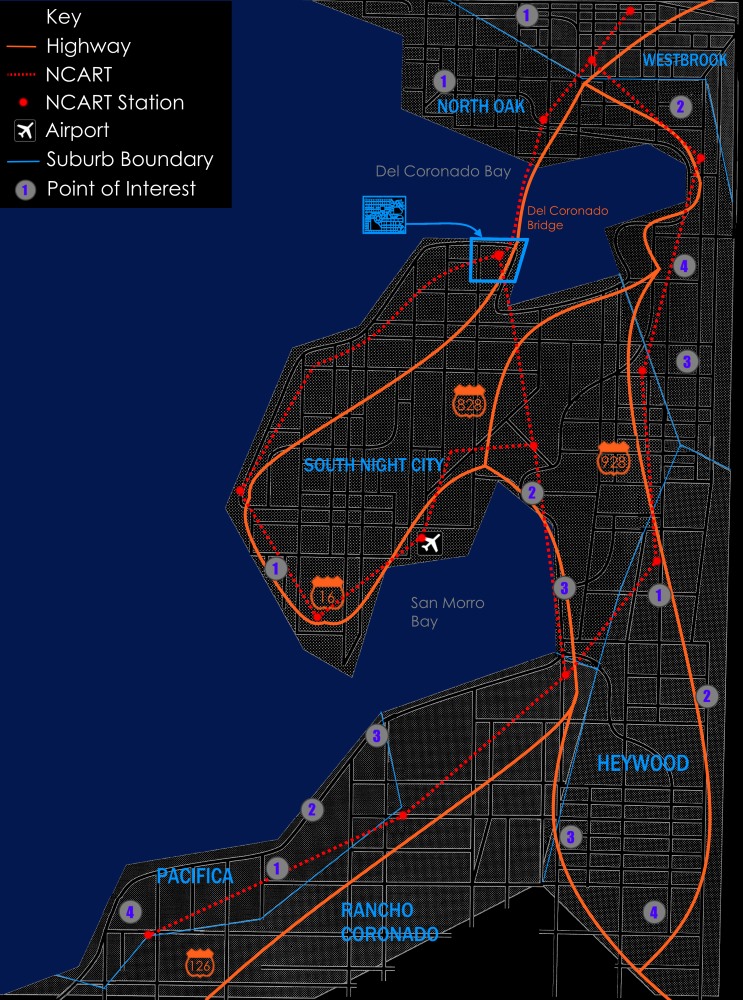Cyberpunk 2077 - Map - Public transport in NC